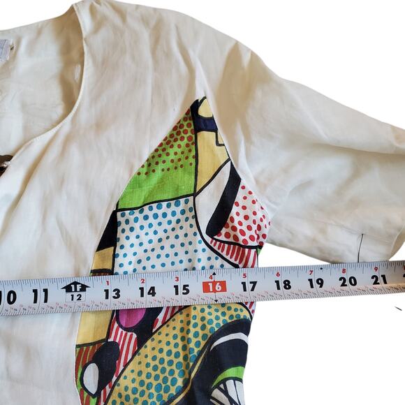 Vintage 80's Button-Up Shirt & Shorts Set Picasso Style Abstract Art - Small - Picture 5 of 10